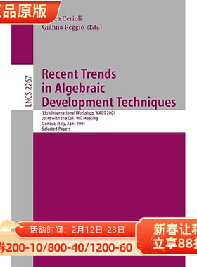 现货 Recent Trends in Algebraic Development Techniques: 15th International Workshop, 9783540431596