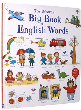 现货 The Usborne Big Book of English Words 英文原版 1000个英语基础单词书 儿童英语英英彩色图解字典词典 大开本纸板书