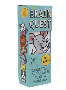 Brain Quest For Threes 英文原版 300 Questions and Answers to Get a Smart Start 问答卡 3-4岁儿童智力开发 启蒙学习 进口书
