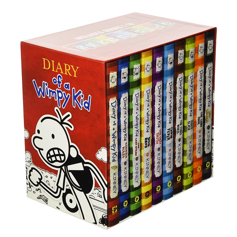 小屁孩日记1-10册盒装 英文原版 Diary of a Wimpy Kid Books 1-10  儿童英文漫画 爆笑日记 Jeff Kinney 杰夫金尼 英语进阶