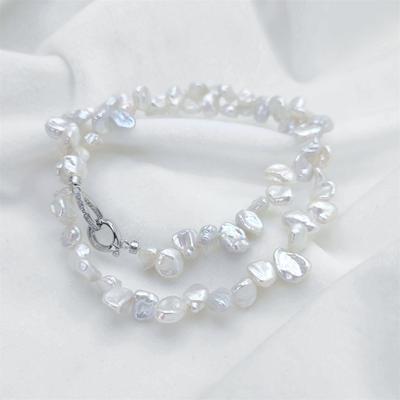 Audrey PearlS925银淡水巴洛克珍珠项链7-9mm V201-S967