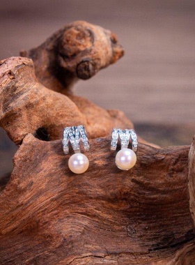 Audrey PearlS925银海水珍珠耳饰6-7mm V201-D614