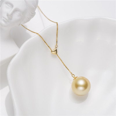 18K金海水珍珠吊坠南洋金珠Y链11mm V201-S656