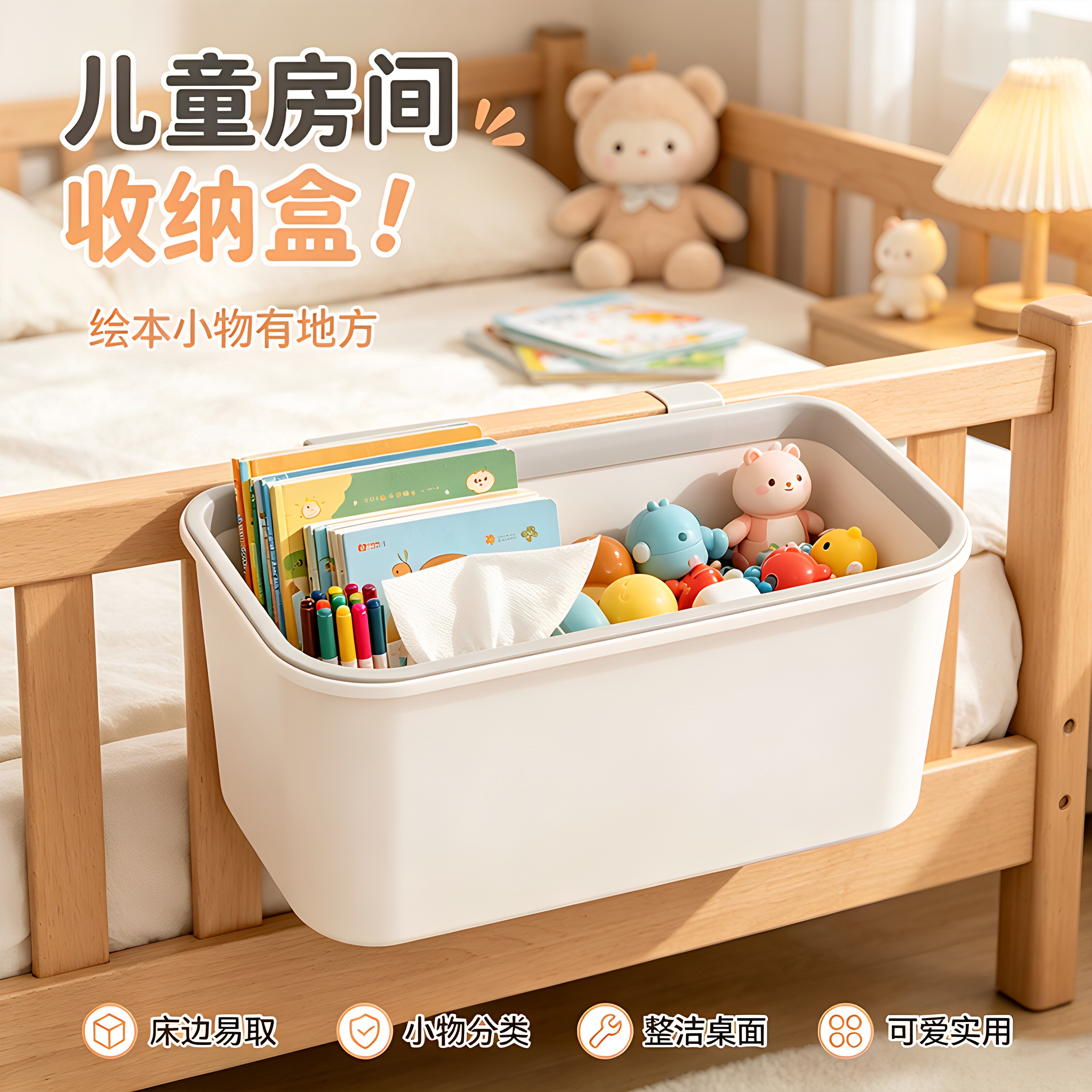 儿童床边挂篮收纳盒易取整洁