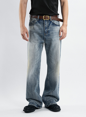 DOKIE【落日森林】早春新款16盎司微喇版型水洗直筒宽松牛仔裤男