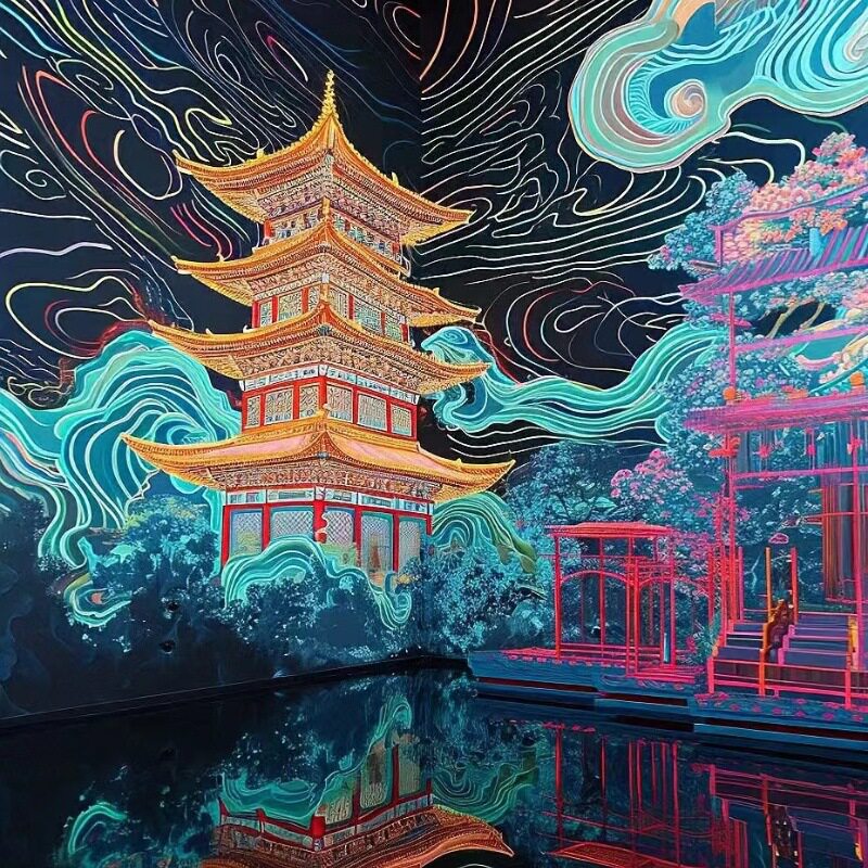 灯饰画幕墙灯饰玻璃复古风亮化大型户外商场广场楼体ed洗墙灯