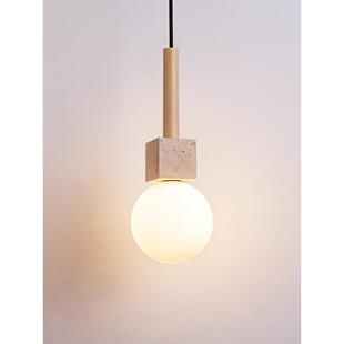 奶油风卧室床头小吊灯日式原木风单头可升降咖啡厅吧台民宿灯具