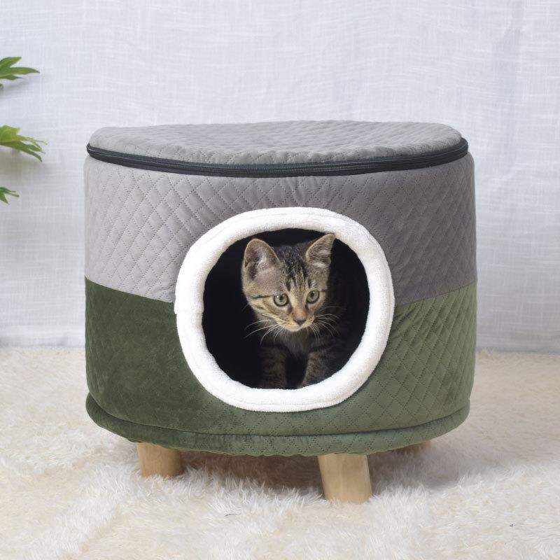 凳子猫窝四季通用宠物猫咪封闭式狗狗窝房子型可拆洗窝猫床加厚