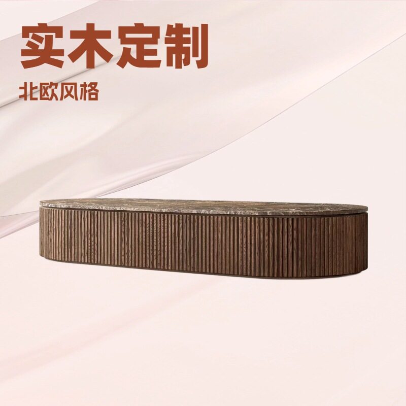 法式家具实木客厅家用圆形茶几乡村复古圆咖啡桌现代简约小户型