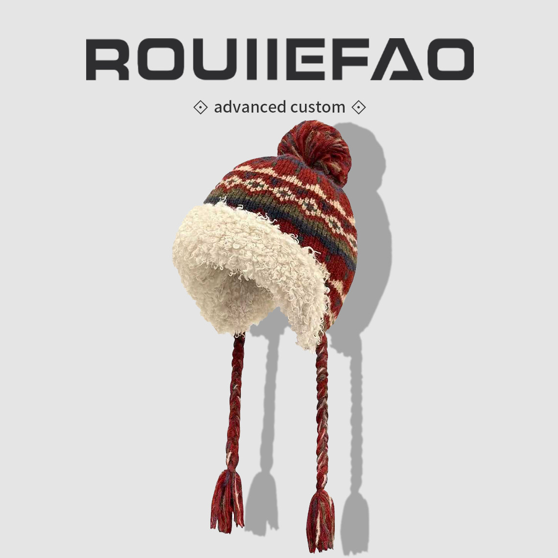 复古费尔岛风辫子流苏毛绒护耳帽女冬季加厚保暖防寒针织雷锋帽潮,服饰配件/皮带/帽子/围巾,帽子,淘宝优惠券,粉丝福利购,淘宝优惠卷