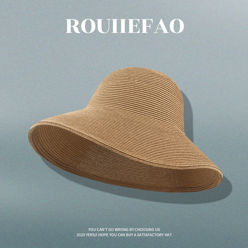 ROUIIEFAO草帽大帽檐可折叠
