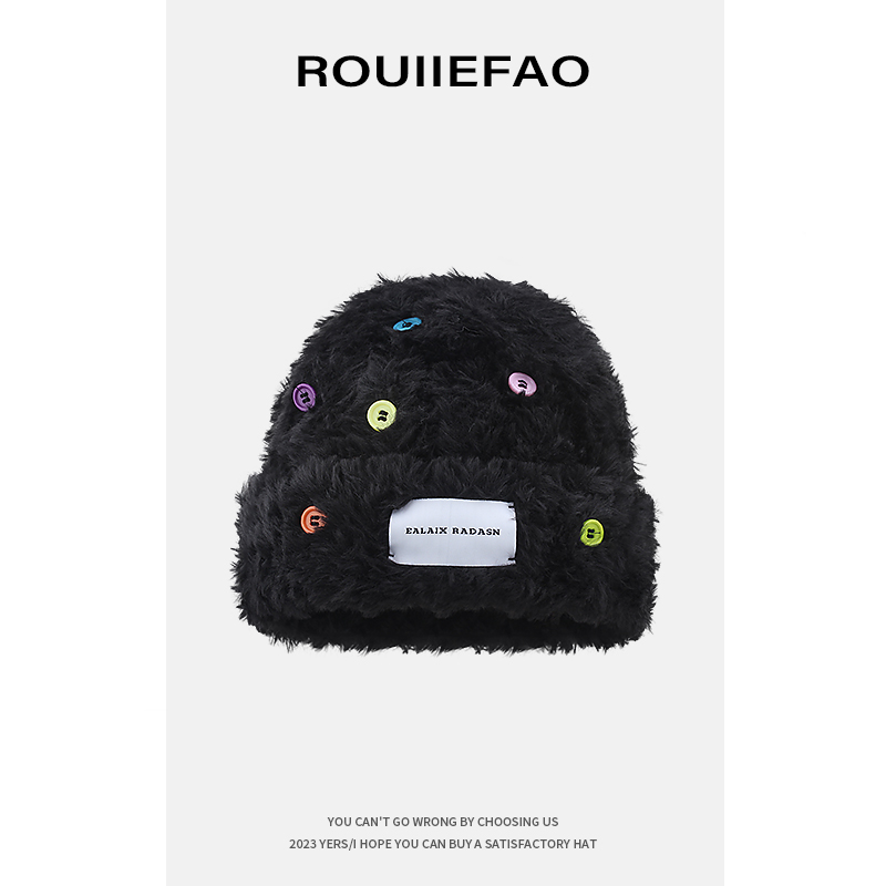 ROUIIEFAO毛绒帽逛街休闲男女冬
