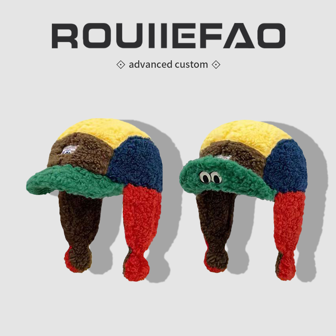 可爱泡芙蛙撞色羊羔毛绒雷锋帽子女冬季加厚保暖骑行护耳帽飞行帽