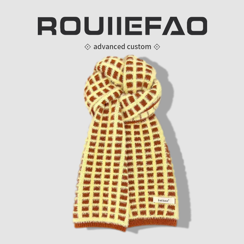 ROUIIEFAO围巾华夫格纹加厚