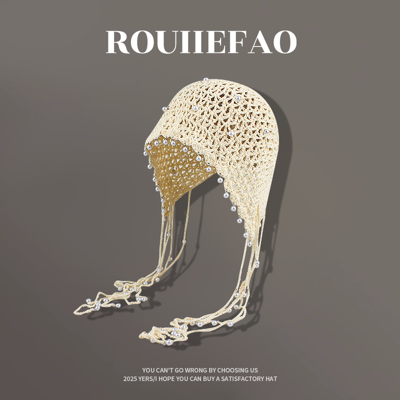 ROUIIEFAO包头帽珍珠流苏装饰