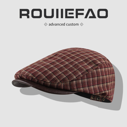 ROUIIEFAO前进帽文艺复古格纹