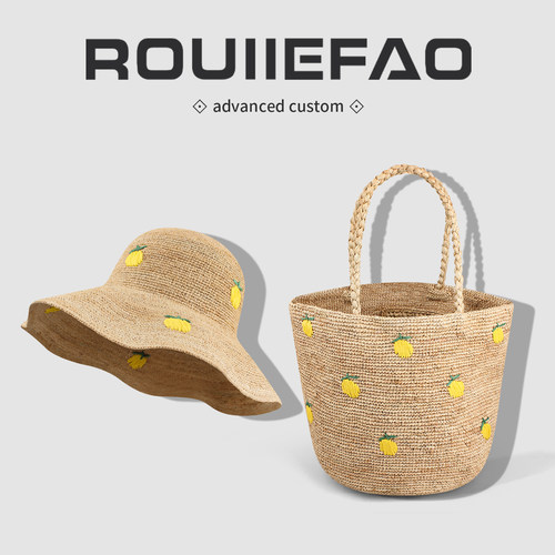 ROUIIEFAO草帽单肩包手工编织