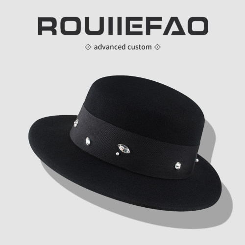 ROUIIEFAO礼帽水钻装饰显脸小