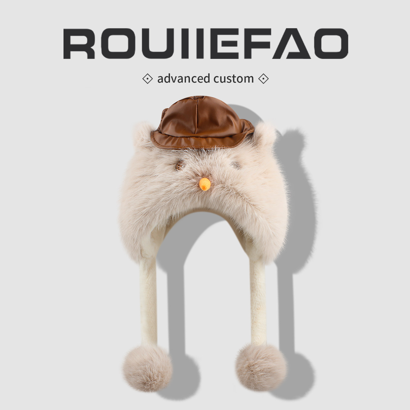 日系可爱卡通毛绒帽子女冬季保暖防寒雷锋帽加绒加厚护耳包头帽潮