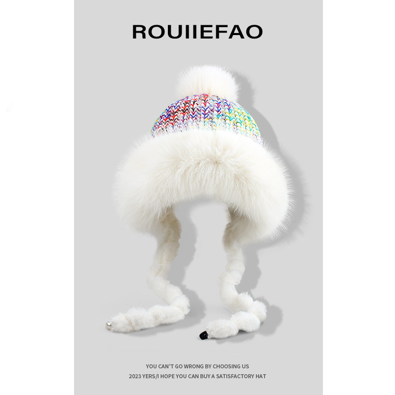 ROUIIEFAO仿水貂毛绒护耳帽子女冬季加厚保暖针织毛线帽雷锋帽潮,服饰配件/皮带/帽子/围巾,帽子,淘宝优惠券,粉丝福利购,淘宝优惠卷