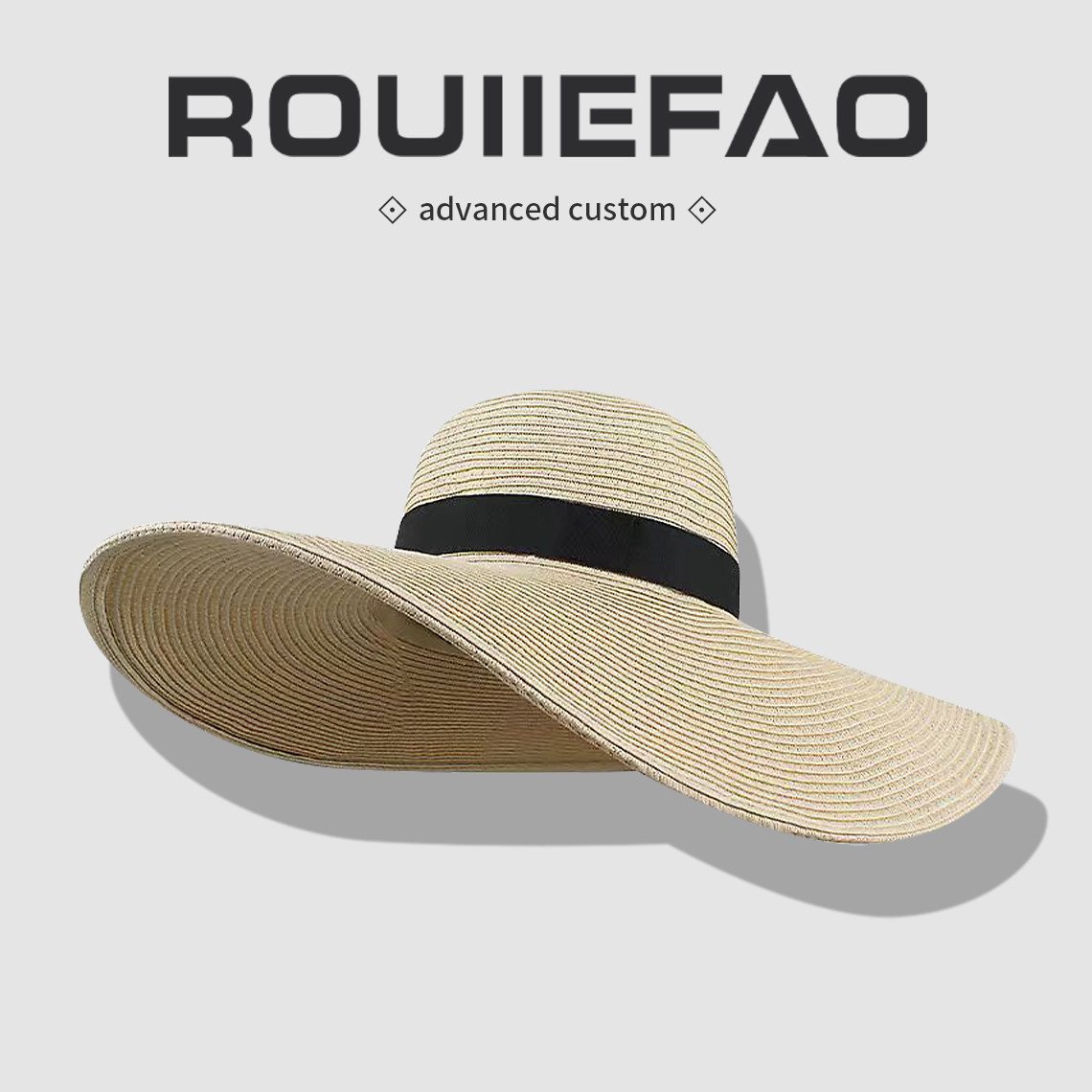 法式可折叠大帽檐草帽女夏季海边度假遮阳帽沙滩出游防晒太阳帽子