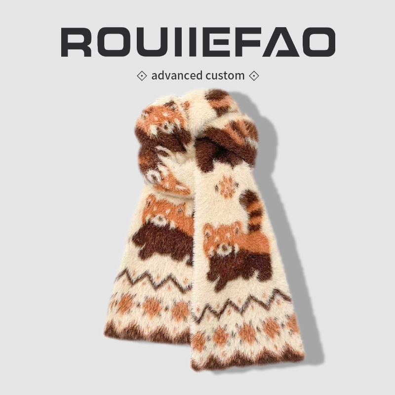 ROUIIEFAO围巾可爱小熊猫保暖