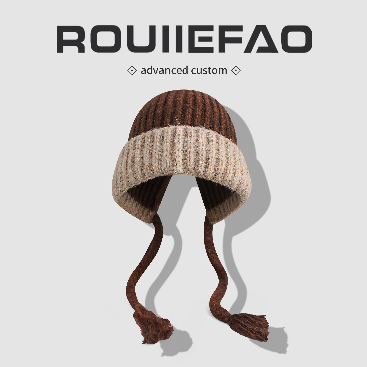 日系复古拼色麻花辫子针织毛线帽女秋冬宽松保暖大头围护耳包头帽