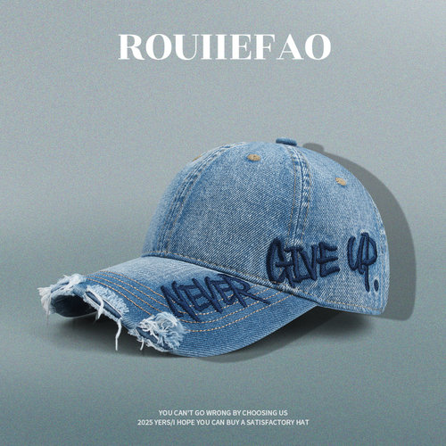 ROUIIEFAO棒球帽水洗牛仔情侣