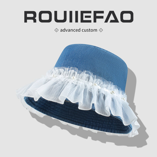 ROUIIEFAO渔夫帽蕾丝网纱气质