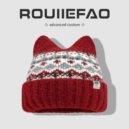ROUIIEFAO毛线帽费尔岛风保暖