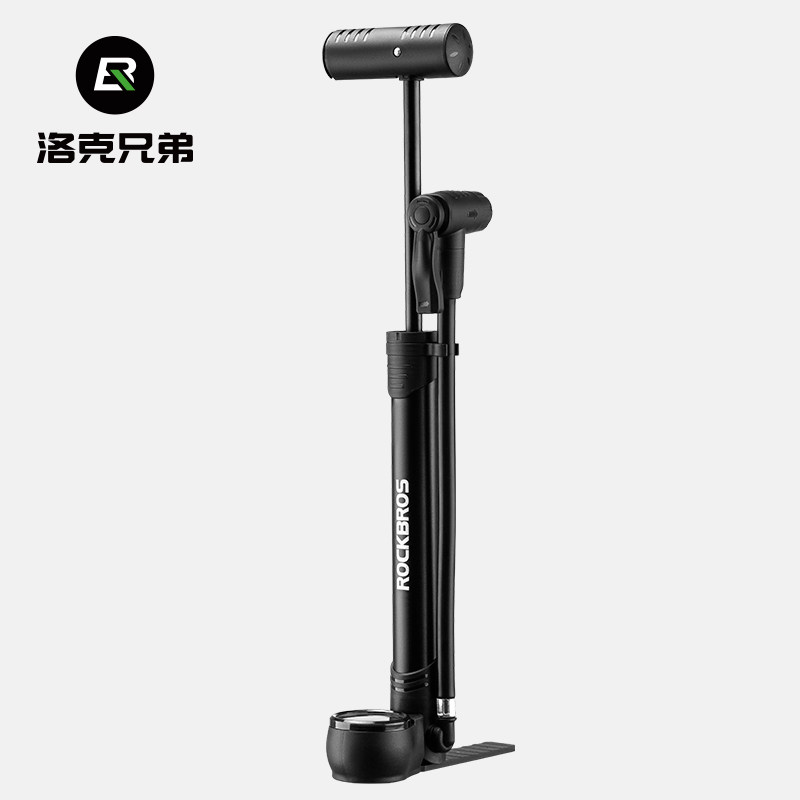 洛克兄弟自行车打气筒高压电瓶车山地公路车便携家用脚踩气筒配件