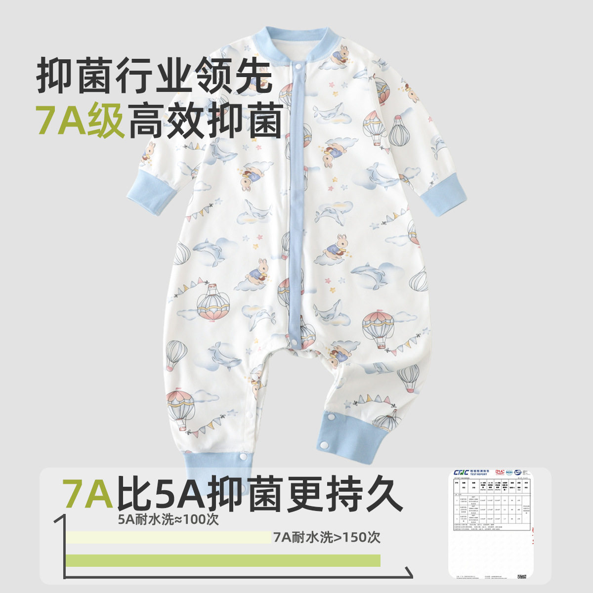 儿童春款纯棉睡袋男童A类哈衣女童无骨防踢被爬服宝宝家居服睡衣