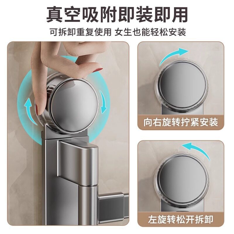 供应吸盘免打孔浴室旋转毛巾架卫生间多杆晾衣架墙上毛巾杆