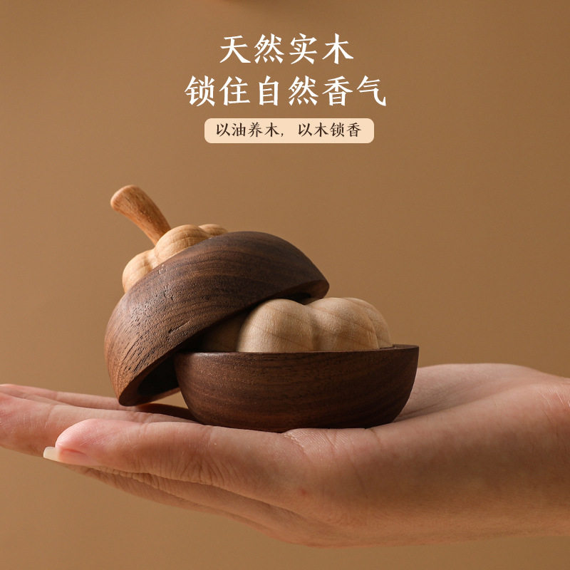 小山竹香薰香氛小摆件黑胡桃实木质创意扩香木家用无火香薰扩香器