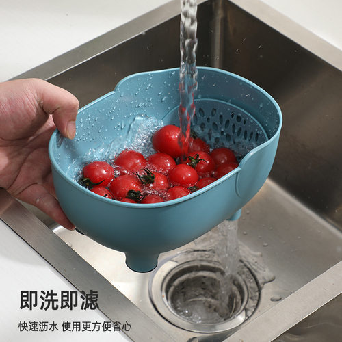 沥水篮炎禹创新家用厨房塑料收纳洗菜篮水果蔬菜滤水篮大象沥水篮