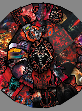 100张怪奇物语5暗黑风贴纸笔记本电脑行李箱滑板装饰美剧迷收藏贴