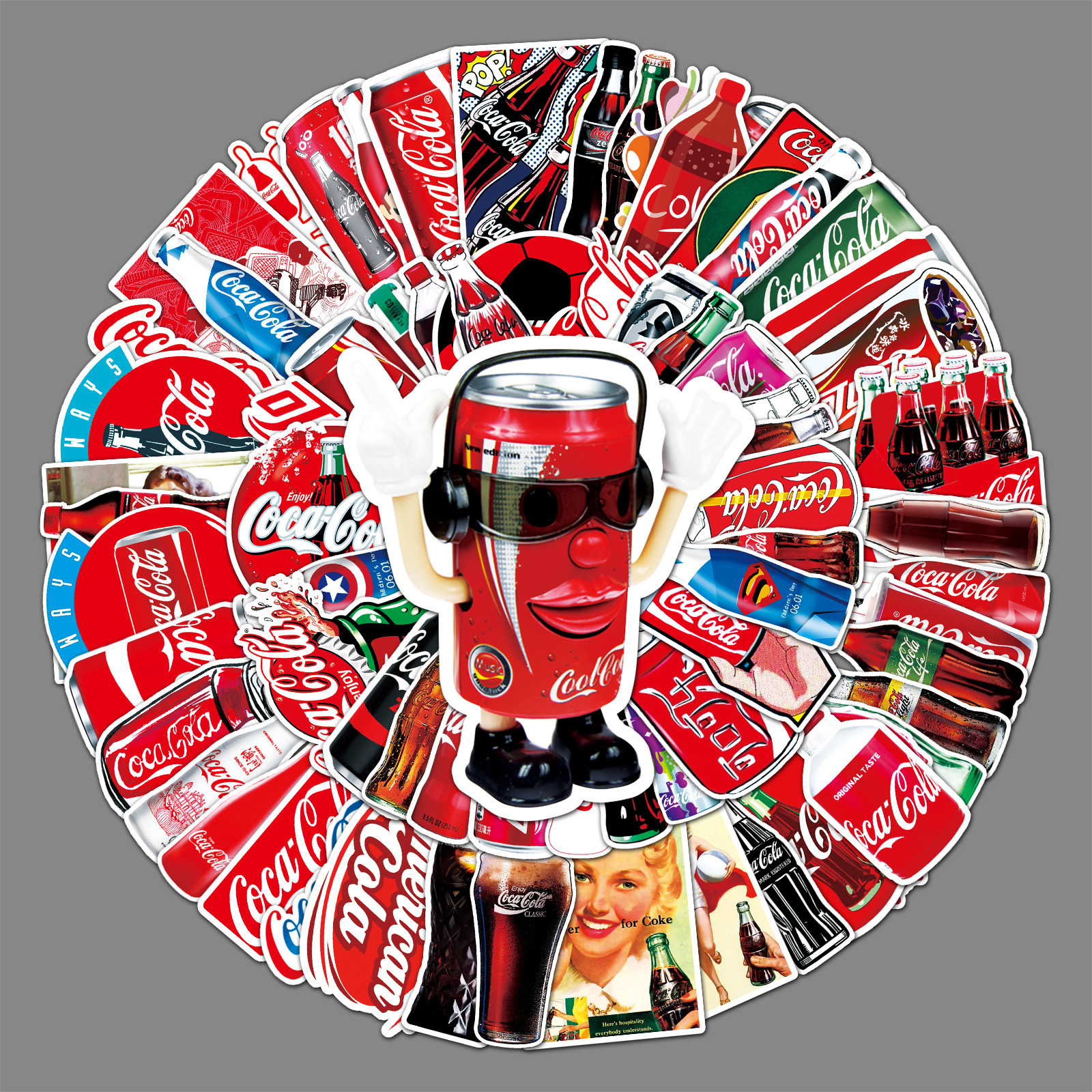 76张可口可乐贴纸卡通cocacola汽水饮料恶搞手机壳行李箱贴画防水