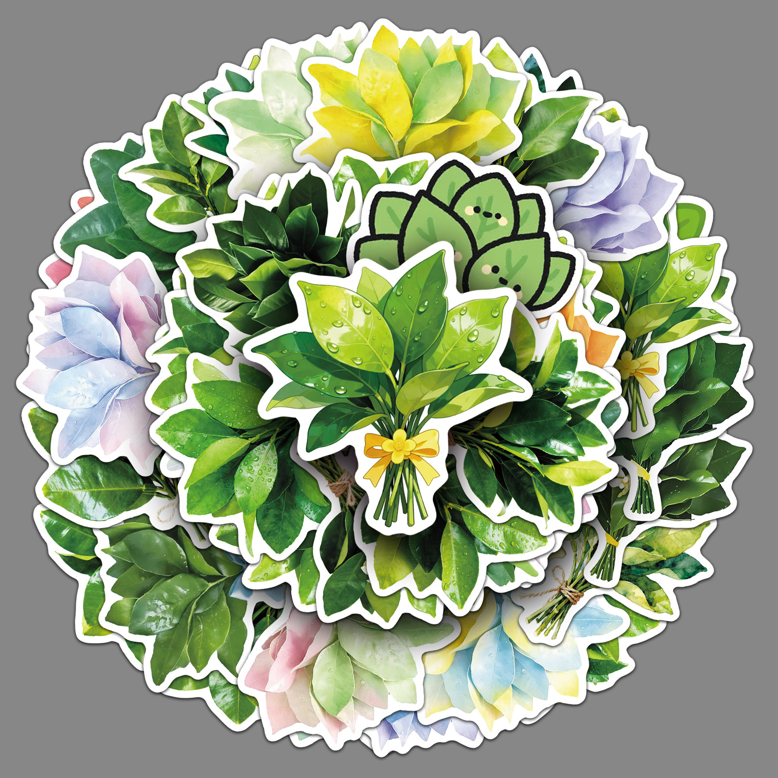 100张治愈系柚子叶束贴纸创意绿植ins风装饰手账日记咕卡DIY贴纸,文具电教/文化用品/商务用品,贴纸/立体贴纸,淘宝优惠券,粉丝福利购,淘宝优惠卷