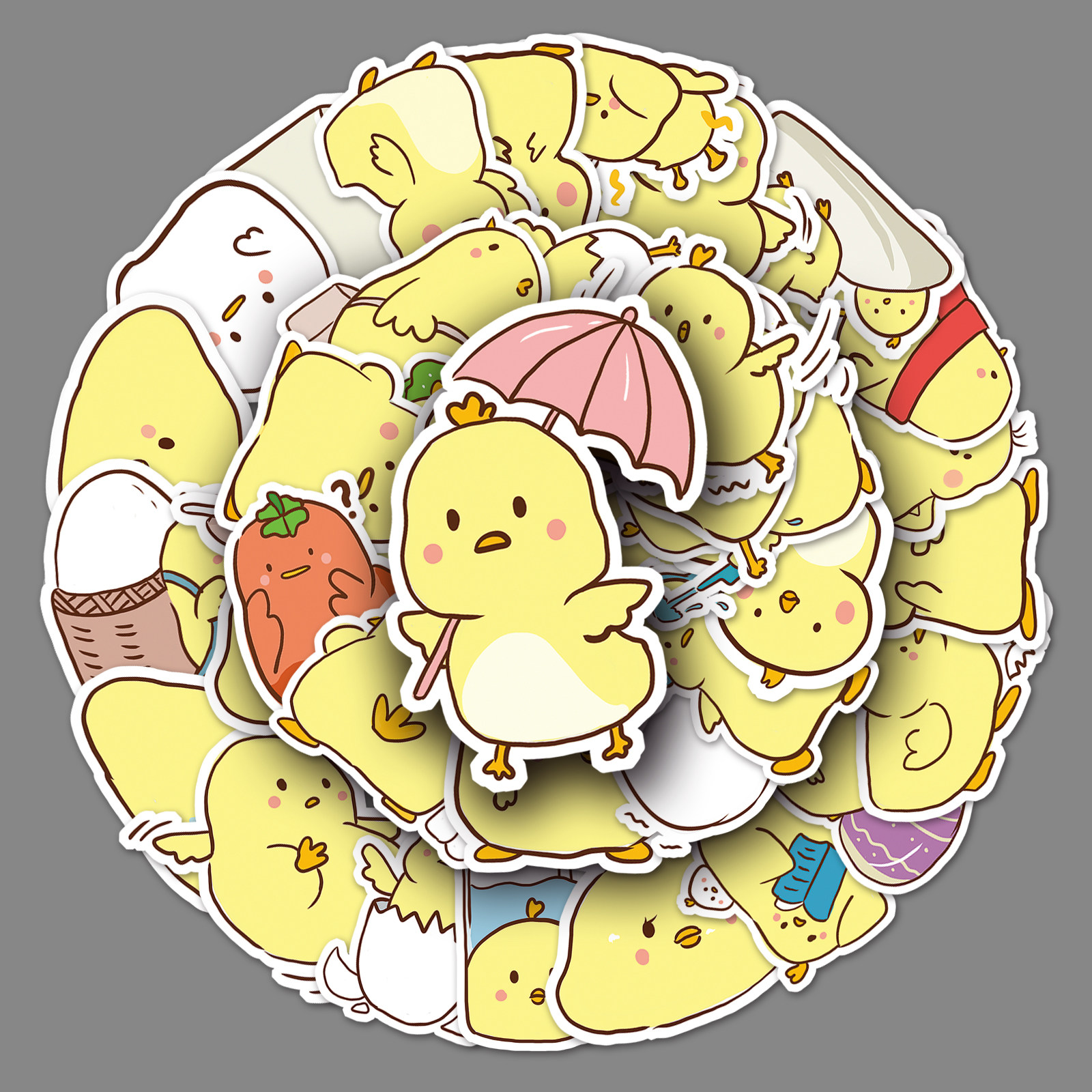 50张卡通动物小鸡仔原创手绘不侵权可爱儿童diy防水装饰手机贴纸