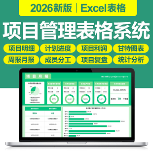 2026项目管理计划跟踪Excel表格工程进度横道图甘特图日周月报表