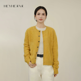 素扣温柔针织开衫 羊毛桑蚕丝水洗拉绒夹花蜜蜂元 女 小蜜蜂 小禾