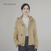 棉质连帽巴恩风奢华经典 小禾 嘎巴甸风衣 格纹内衬短风衣外套女