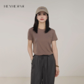 莱赛尔桑蚕丝弹力正肩亲肤圆领打底上衣T恤短袖 小禾 松果T