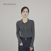 小禾 上衣 长袖 艺术林2.0 奢牌同源精纺羊毛重工polo针织打底衫