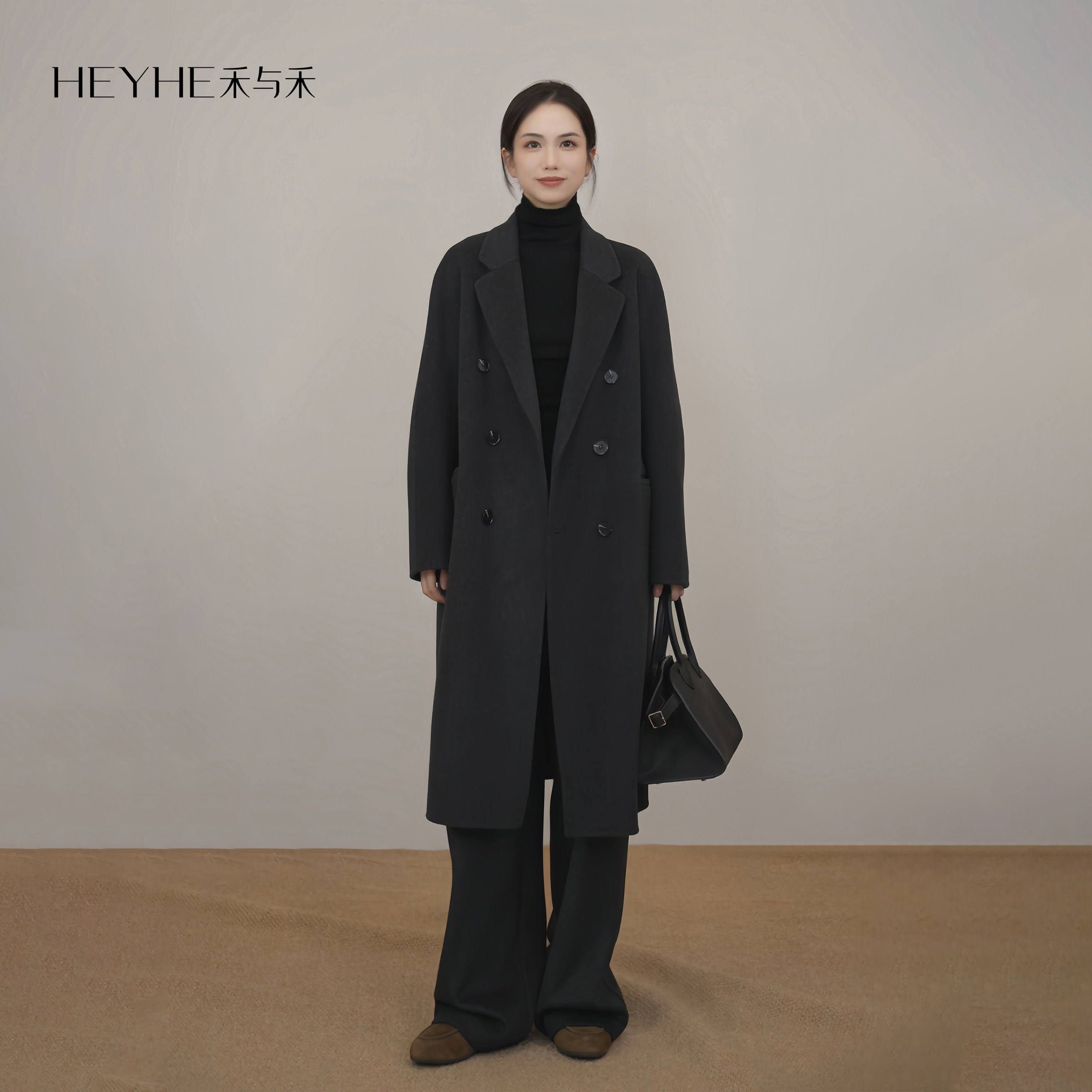 小禾【体制大衣】山羊绒绵羊毛混纺气质垂顺直筒松弛手缝长款大衣,女装/女士精品,毛呢外套,淘宝优惠券,粉丝福利购,淘宝优惠卷