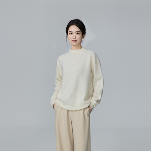 小禾【三好打底】顶奢山羊绒绵羊毛花纱精致肌理拉毛半高领针织衫