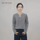 MORO纱线26支100山羊绒半开扣圆领格雷系极简针织衫 小禾 恋人