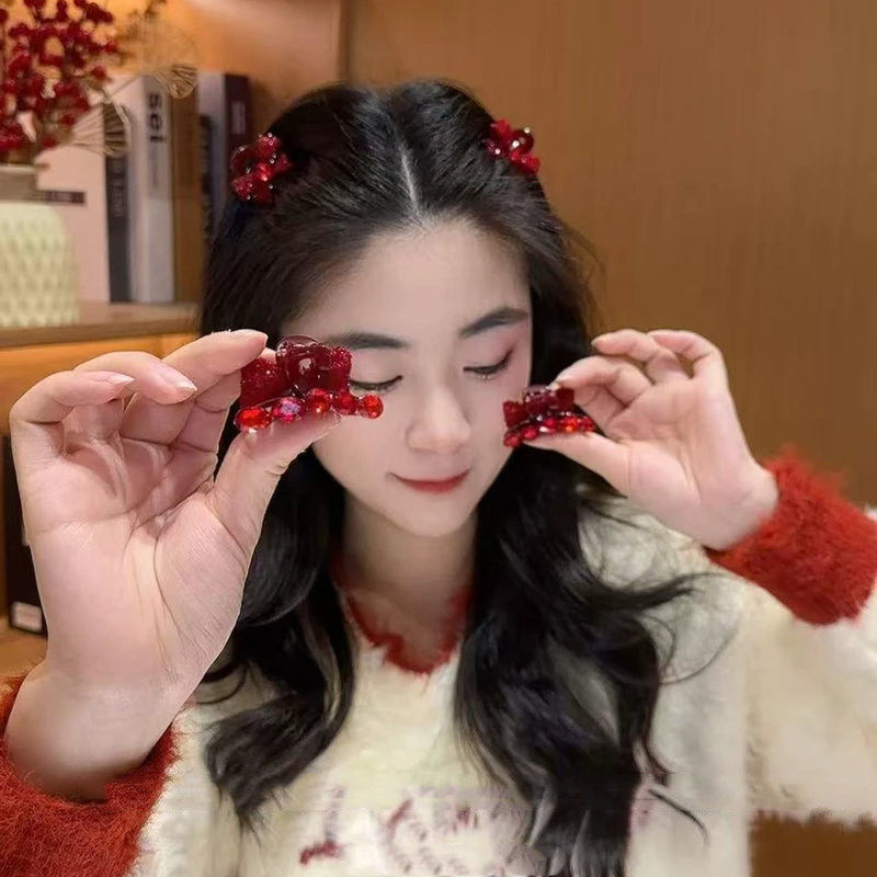 依牧高级感双面蝴蝶结闪钻小抓夹超仙鱼线纱刘海夹气质甜美侧边夹