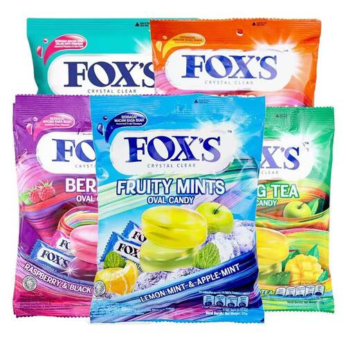 Foxs糖果印尼进口FOXS水晶糖125g霍士水果味硬糖休闲零食薄荷糖