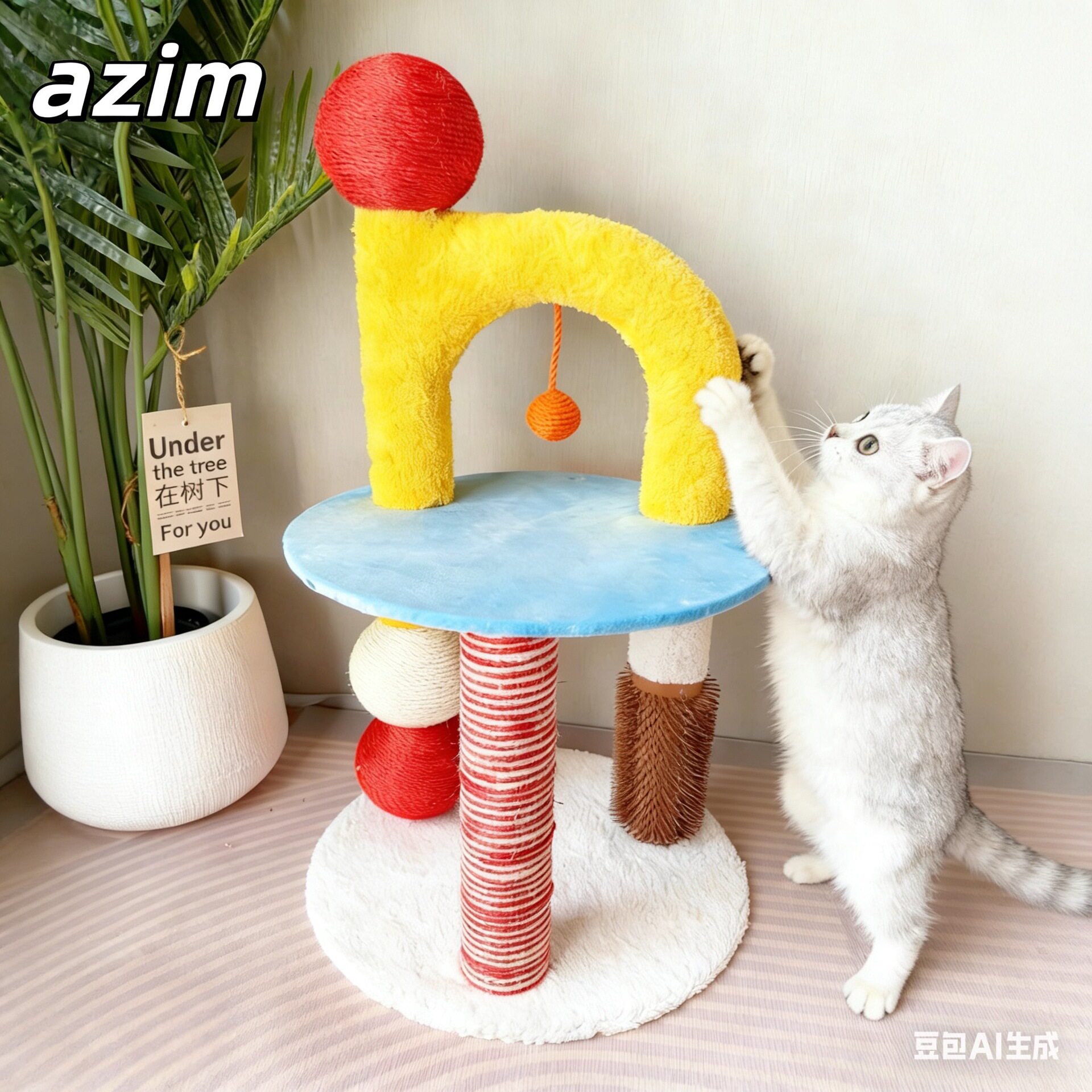 流行色多巴胺彩色猫爬架猫抓板图片